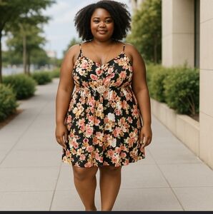 Torrid Floral Challis Ruffle Spaghetti Strap Dress